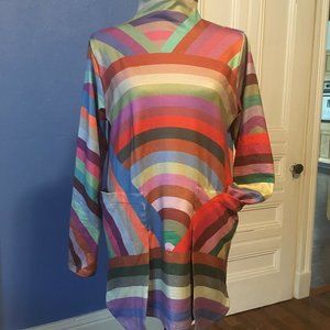 Multi-striped Long Sleeve Pocket Dress